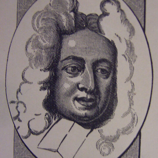 Portrait of Warden Wroe, woodcut by ‘Langton’