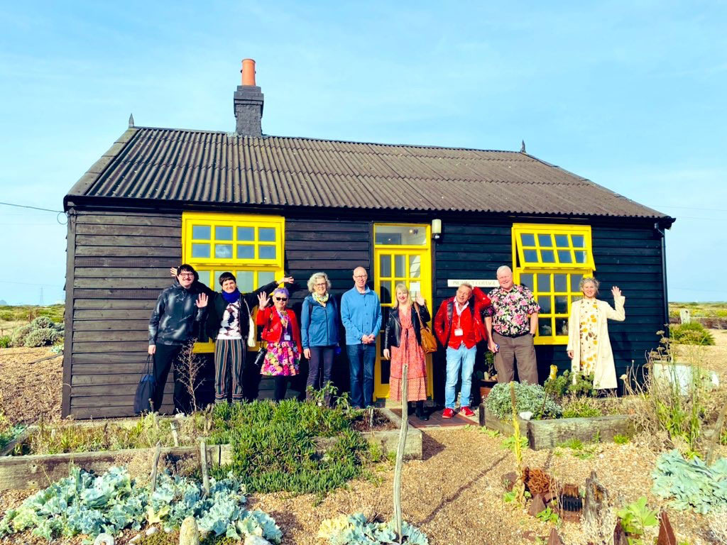 Pocket Park group on a visit to Dungess stood outside Prospect Cottage