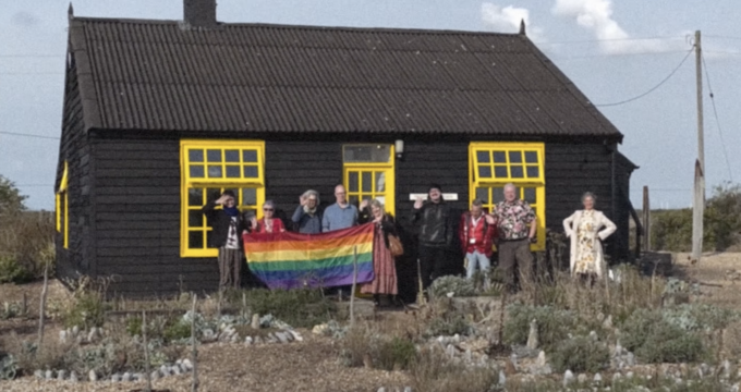 Footage from the film of the Pocket Park group outside Prospect Cottage